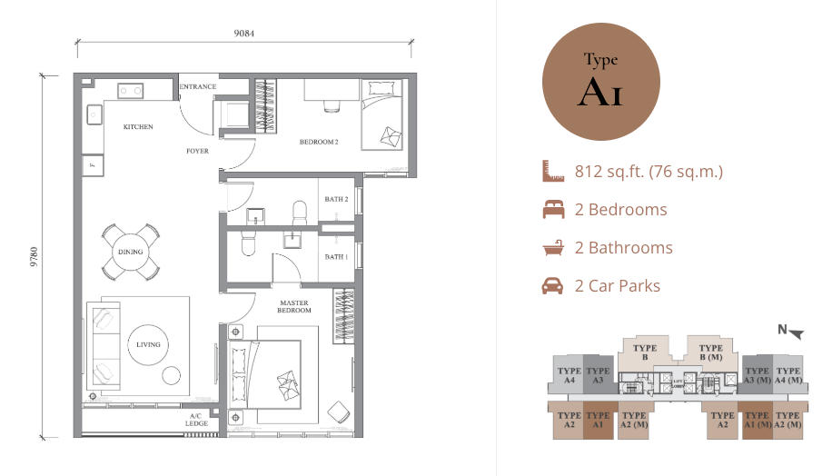 Type A1 and A2 floor plan